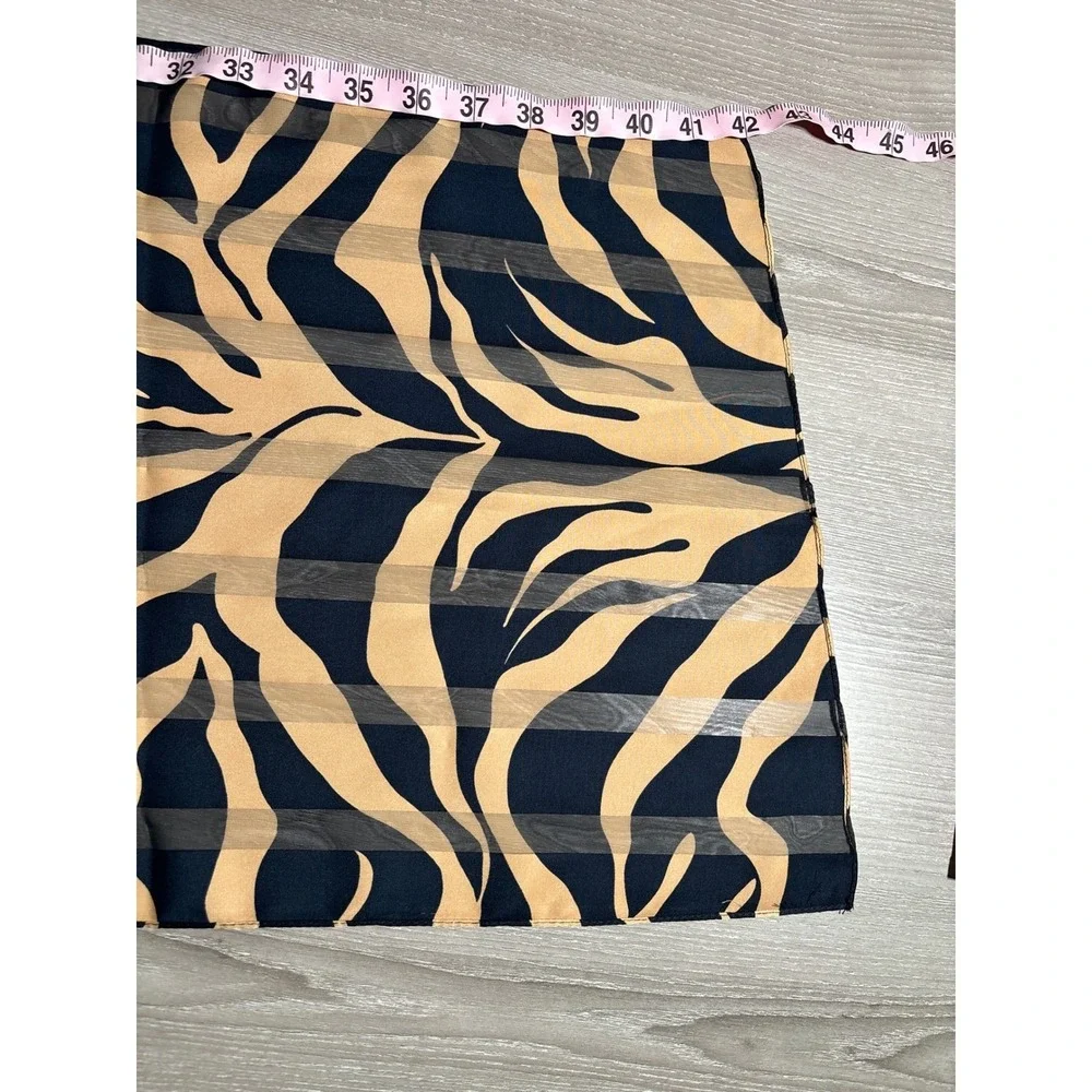Kasper ASL Scarf Tan Black Zebra Animal Print Sheer Lightweight Rectangular Wrap